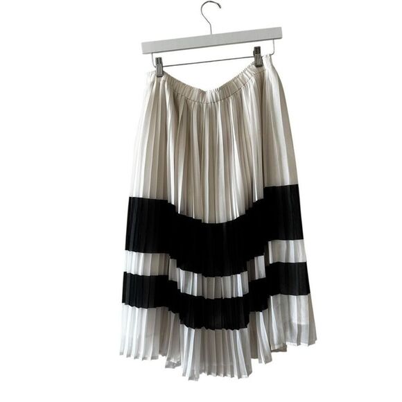 Who What Wear White Black Accordion pleated elastic waist skirt SZ M #2433 - Picture 6 of 11